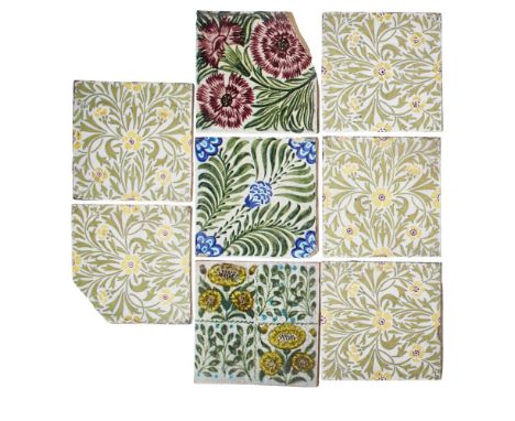 THOMAS ELSLEY LTD (RETAILER) AFTER MORRIS & CO.  GROUP OF FIVE DUTCH DELFT TILES, CIRCA 1900   possibly made by Ravesteijn, H