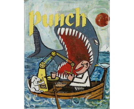 JOHN BURNINGHAM (B. 1936)  COVER ILLUSTRATION FOR 'PUNCH' MAGAZINE, 1960S   Mixed media with acetate overlay, signed lower ri