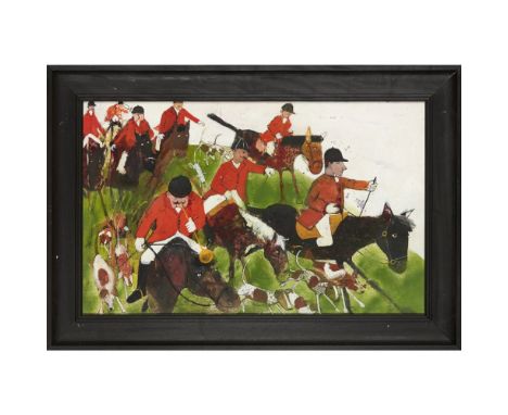 JOHN BURNINGHAM (B. 1936)  'HARQUIN': "WE'RE NOT FAR BEHIND HIM NOW," SHOUTED THE SQUIRE   Ink and paint, framed, signed on l