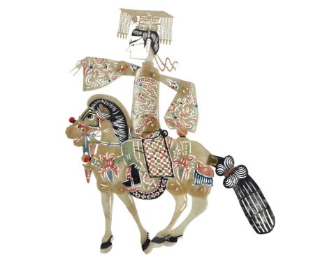 GROUP OF CHINESE HAND, STRING AND SHADOW PUPPETS  19TH AND 20TH CENTURY  painted and unpainted wood, fabric, donkey leather a