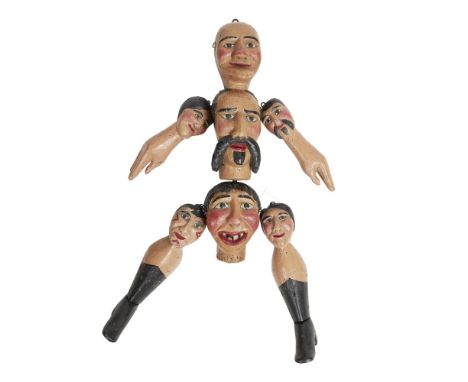 TILLER-CLOWES FAMILY TROUPE  ENGLISH TRICK MARIONETTE OF GRAND TURK, LATE 19TH CENTURY   painted wood and fabric, comprised o