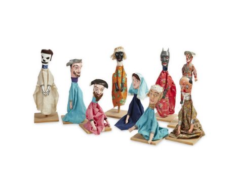 GROUP OF BRAZILIAN MAMULENGO HAND PUPPETS FROM THE AMAZON DELTA  20TH CENTURY   painted wood and fabric scraps, comprising DE