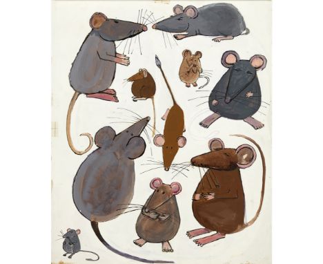 JOHN BURNINGHAM (B. 1936)  M m MICE   Mixed media, framed, signed on label verso  49cm x 40cm (19in x 15.75in) Note: The orig