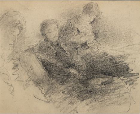 John Butler Yeats, RHA (1839 - 1922)  "The Yeats Girls," pencil sketch, depicting the Yeats Family Girls (Miss Yeats Senior, 