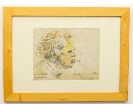 Ivan Opffer, Danish (1897 - 1980) "Dilano Tomassio igle Gigantico (Dylan Thomas)" an attractive watercolour sketch, approx. 3