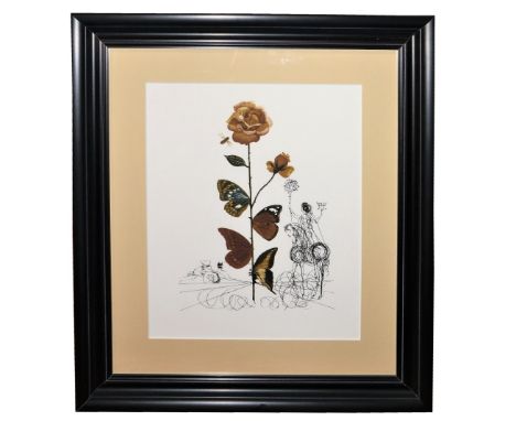 After Salvador Dali, Spanish (1904 - 1989)  "La Rose Paillon," coloured lithographic Print,&nbsp;Limited Edition of 800, prin