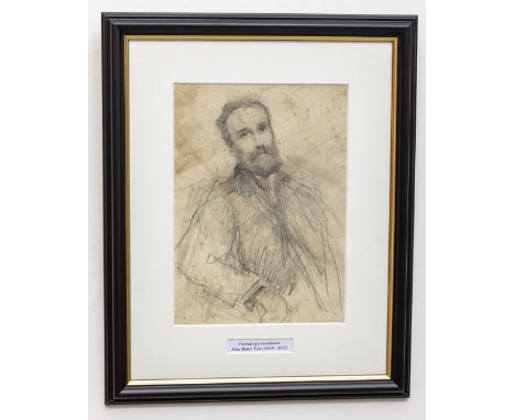 John Butler Yeats (1839 - 1922)  "Portrait of a bearded Gentleman," pencil sketch, depicting a head and shoulders of a distin