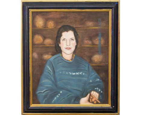 John Schwatschke, Irish, b. 1943&nbsp;  "Portrait de Dublin Art Foundry 1994," O.O.C., depicting a young Lady seated waring o