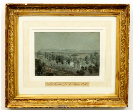 Attributed to John Henry Campbell (1757 - 1829)&nbsp;  'Wicklow Mountains from the Phoenix Park,' sepia and watercolour, appr