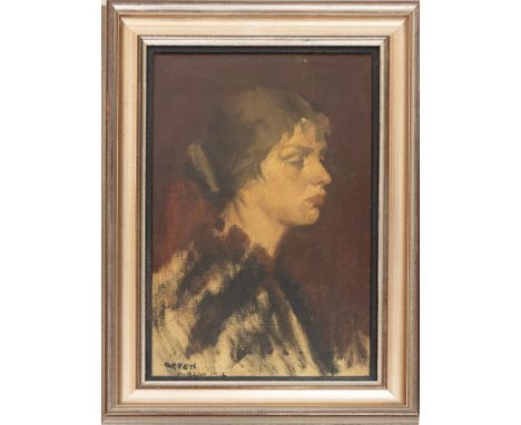 William Orpen, RA, RI, RHA (1878-1931) "Portrait of the Artist's Wife, Grace Knewstub,1912," O.O.C., 58 x 36cms (23" x 14"). 