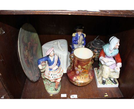 SECTION 51.  A Staffordshire pottery figure 'Nell,' together with a Carltonware Rouge Royal vase, cheese dish and cover etc
