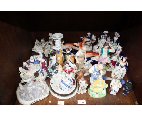 SECTION 35 - A variety of Ceramic items including some Staffordshire figures, a pair of Greyhounds and a number of figure-gro