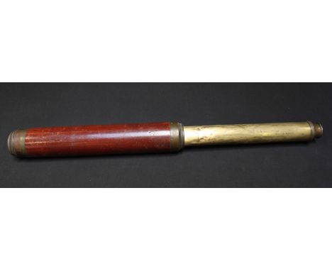 A 19th century Bradford of London brass two drawer Day or Night monocular refracting telescope, with mahogany body.