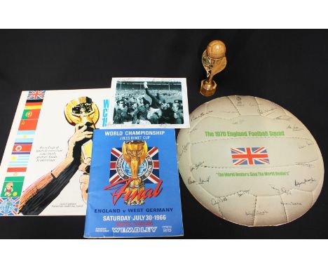 World Cup 1966 Interest:  Post match photograph with twelve signatures, together with a Bullfighter's Sherry ceramic replica 