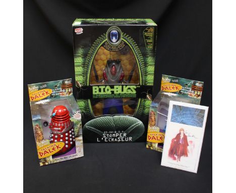 Two collectable toy model 'Talking Daleks' measuring approximately 16cm, from the Doctor Who series, both in original packagi