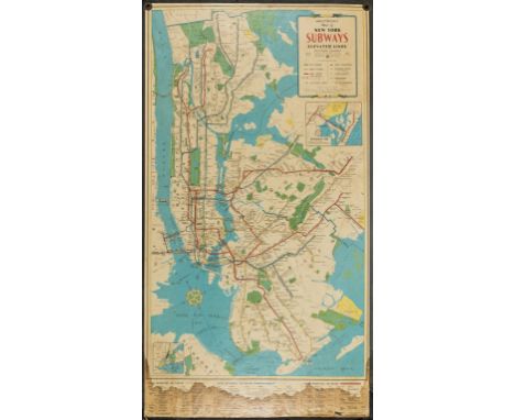Americas.- New York.- Hagstrom Company Inc. Hagstrom's Map of New York Subways elevated lines, service information for the IR