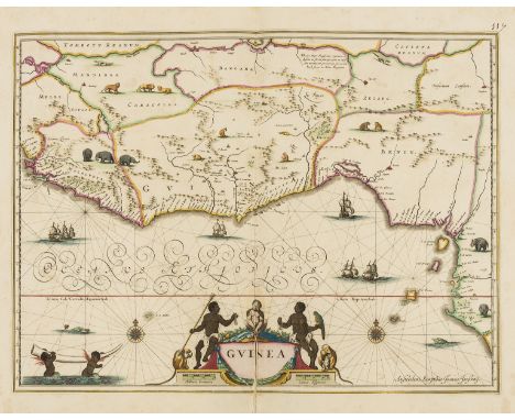Africa.- Jansson (Jan) Guinea, highly decorative map illustrating the coast from Sierra Leone to Gabon, the land filed with l