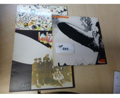 Records : Led Zeppelin - impressive collection I, II, III, 2nd pressings on green/orange Atlantic - vinyls appear barely play