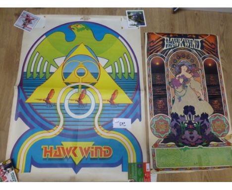 Records/Posters : Hawkwind - 4 posters, 1970's Pence of Love, Levitation 1980, Ipswich Gaumont 1979, 1980, signed by Brock an