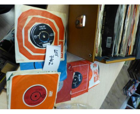 Records : Small case of singles - around 100, 1960's/70's nearly all in sleeves.