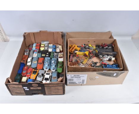 A QUANTITY OF UNBOXED AND ASSORTED PLAYWORN DIECAST VEHICLES, to include assorted Corgi Toys cars from the 1960's including, 