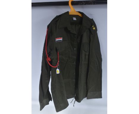 A DARK OLIVE JACKET &amp; TROUSERS COMPLETE WITH INSIGNIA TO A MEMBER OF IRAQI SPECIAL FORCES FROM 2nd GULF WAR, the lightwei