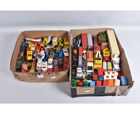 A QUANTITY OF UNBOXED AND ASSORTED PLAYWORN DIECAST VEHICLES, to include Dinky, Matchbox, Corgi, Majorette, Mattel Hot Wheels