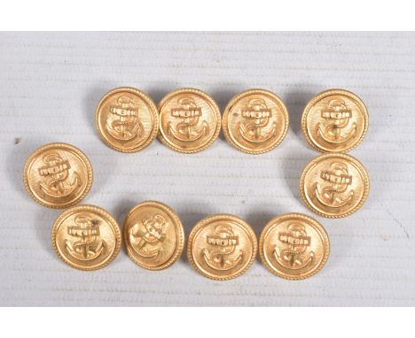 TEN KRIEGSMARINE UNIFORM JACKET BUTTONS, these are all marked on the reverse and are believed to be from the WWII era