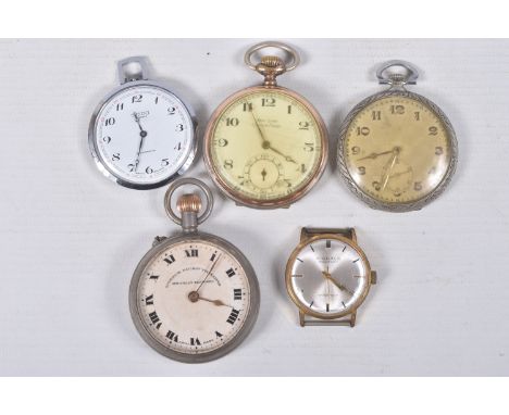 ASSORTED POCKET WATCHES AND WRISTWATCHES, to include a base metal manual wind 'Superior Railway Timekeeper', a Bi-colour manu