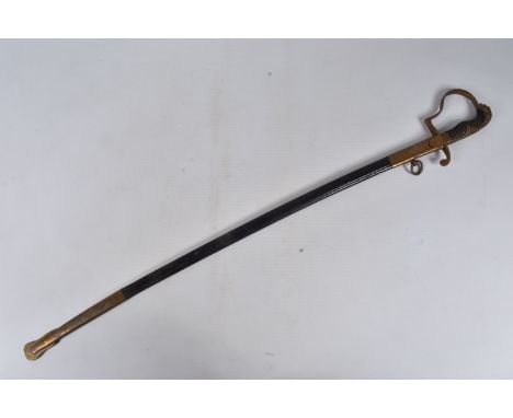 AN IMPERIAL GERMANY LIONS HEAD OFFICERS SABRE, the blade has no etching on it but comes complete with its scabbard, the plate