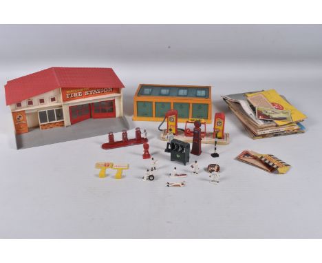 AN UNBOXED MATCHBOX FIRE STATION, No.MF1,  playworn condition, damage to one corner of the roof and has been re-glued but oth