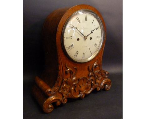 A William IV Walnut Bracket Clock, the dial inscribed Harrison Chepstow with twin fusee movement striking on a bell, the unus