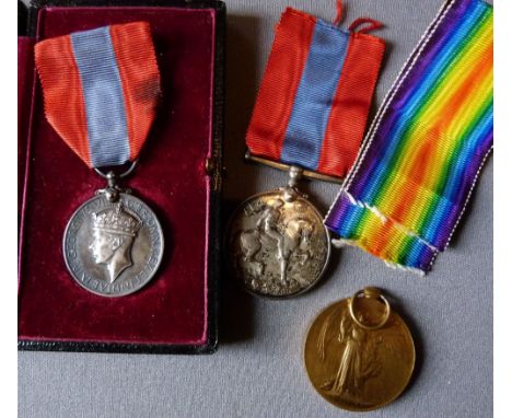 A First World War Medal Group of Three, named to Spr. A.J. Goymer RE