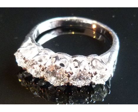 An 18ct. White Gold Five Stone Diamond Ring, set with five graduated diamonds within a pierced setting, approximately 1.40 ct