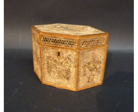 A George III Rolled Paper Hexagonal Tea Caddy