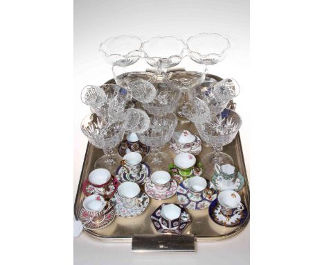 Collection of cabinet cups and saucers, glassware, etc.