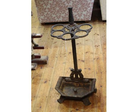 Victorian cast iron reeded column five division stick stand 86cm x 37cm 