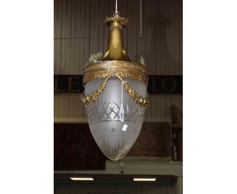 Gilt metal and glass centre ceiling light