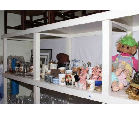 Cabbage Patch dolls, Wade Nat West pigs, cameras, assorted china and glass.