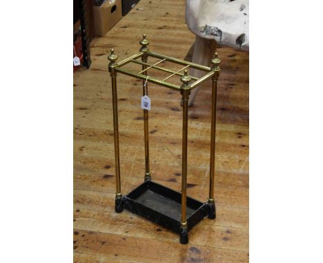 Brass and cast iron six division stick stand 62cm by 31cm