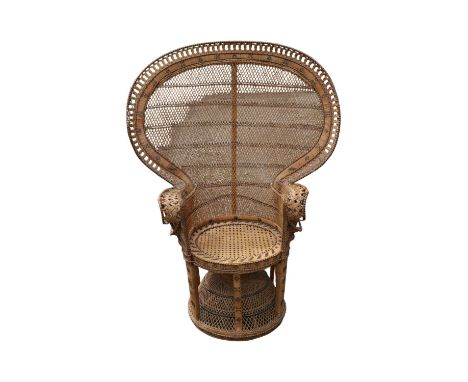 1970s Cane Peacock elbow chair possibly Italian. 108cm in Width by 148cm in Height 
