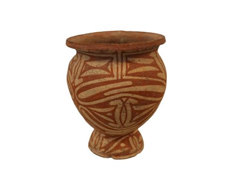 Ban Chiang Thai Ceramic Middle Period 900 - 300 BC. Vase of Ovoid form with flared base with two tone decoration. 22cm in Hei