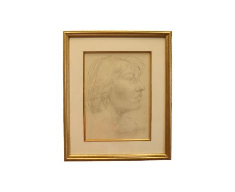 Duncan Grant (Scottish, 1885-1978). Pencil sketch portrait of an unknown lady sitter signed and dated 1960. Member of the Blo