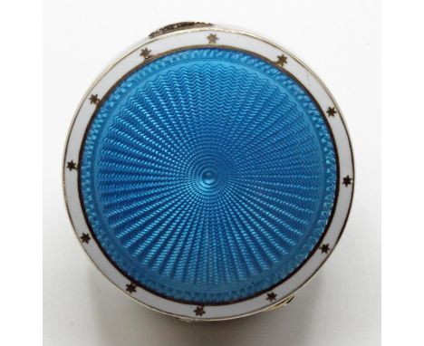 Enamel &amp; silver hinged pill pot by A Blanckensee &amp; Son Ltd, Birmingham c1909 