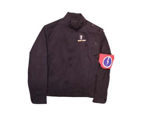 British Union of Fascists (Oswald Mosley) Shirt with arm band, Abbey suppliers ltd, Silver Fascists axe pin and WW1 Ribbon. 
