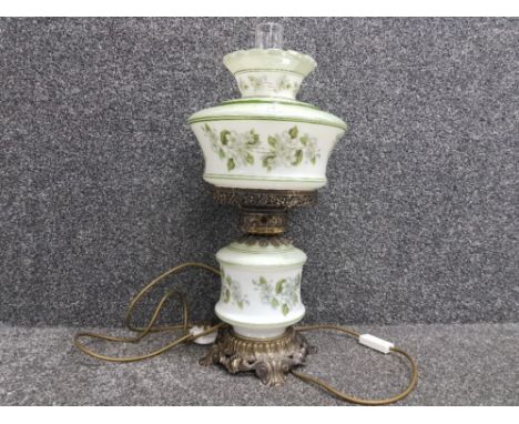 A Victorian style oil lamp converted to electricity.