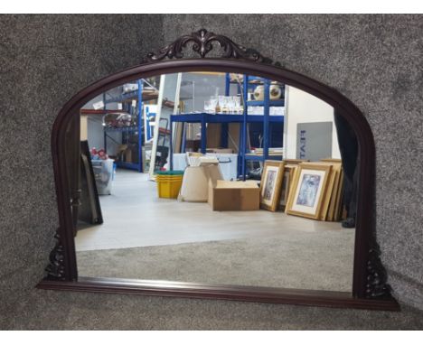 Large mahogany overmantle mirror, 144x103cm