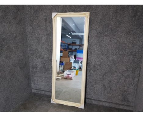 Large rectangular shaped hall mirror with painted cream frame