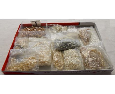 Large collection of pearl necklaces