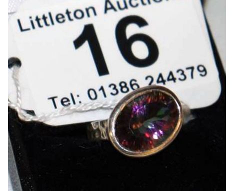 Silver stone set ring